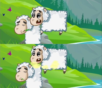 羊が落ちてしまうように見えるが積み上げが間に合ってしまう